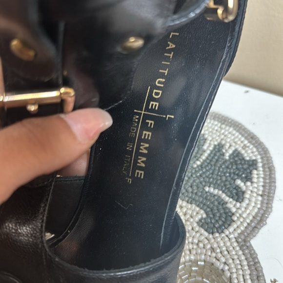 Vero curio  black leather heels made in Italy - Picture 2 of 8